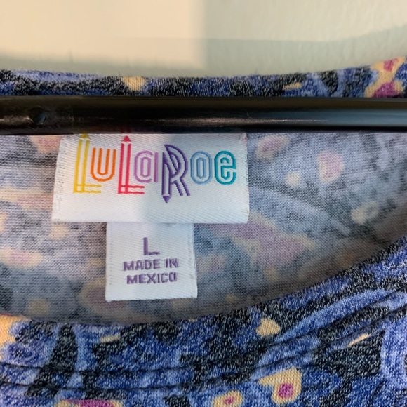 LulaRoe Julia Blue Gold Paisley Dress - Picture 3 of 5